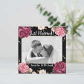 Elegante trouwkaart in bordeauxrood en roze feestdagenkaart (Staand voorkant)