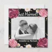 Elegante trouwkaart in bordeauxrood en roze feestdagenkaart (Voorkant)