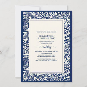 Elegante trouwkaart in marineblauw – gedicht van R Kaart
