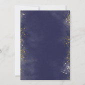 Elegante trouwkaart in navyblauw en goud kaart (Achterkant)
