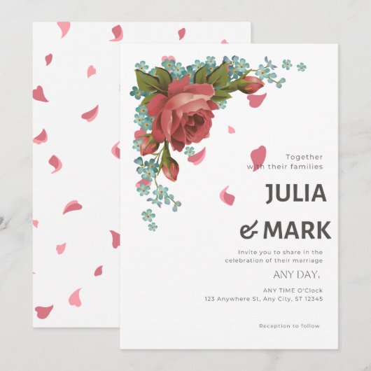 Elegante trouwkaart kaart (Voorkant / Achterkant)