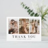 Elegante trouwkaart met 3 foto's bedankkaart (Staand voorkant)