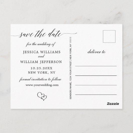 Elegante Trouwkaart Met 3 Foto's Briefkaart (Achterkant)