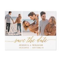 Elegante Trouwkaart Met 3 Foto's