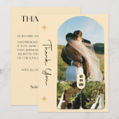 Elegante trouwkaart met 3 foto's om 'Bedankt' te z Kaart (Voorkant / Achterkant)