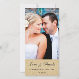 Elegante trouwkaart met bedank foto / Champagne Bedankkaart