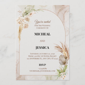 Elegante Trouwkaart met Bloemen Kaart