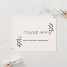 Elegante Trouwkaart met Bloemen voor Dankbetuiging Kaart
