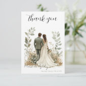 Elegante trouwkaart met botanisch thema voor dankb bedankkaart (Staand voorkant)