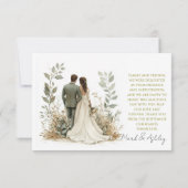 Elegante trouwkaart met botanisch thema voor dankb bedankkaart (Achterkant)