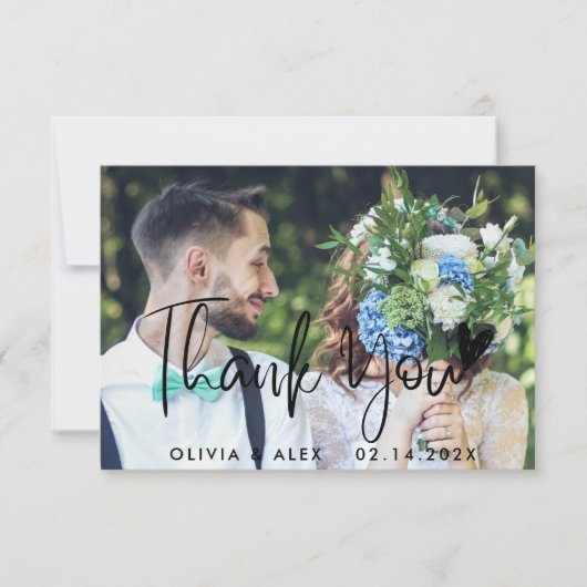 Elegante trouwkaart met dankbetuiging kaart (Voorkant)
