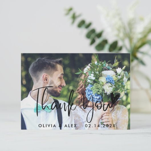 Elegante trouwkaart met dankbetuiging kaart (Staand voorkant)