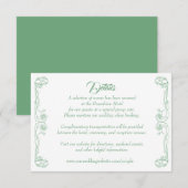 Elegante trouwkaart met details – Groene roos fili Kaart (Voorkant / Achterkant)
