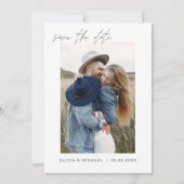 Elegante trouwkaart met foto en minimale vormgevin save the date (Voorkant)