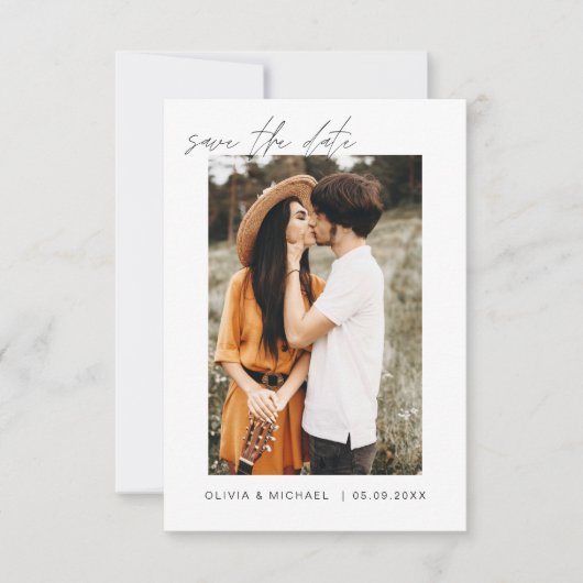 Elegante Trouwkaart Met Foto Minimalistisch Save The Date (Voorkant)
