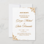 Elegante trouwkaart met gouden folie save the date (Achterkant)
