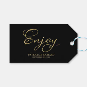 Elegante trouwkaart met gouden folie schrift cadeaulabel