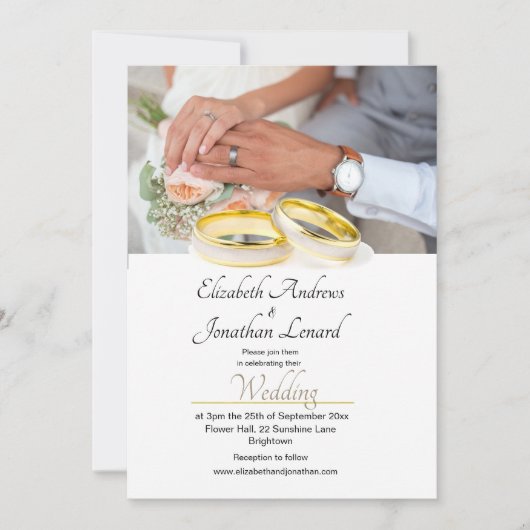 Elegante trouwkaart met gouden kleur en eenvoudig  kaart (Voorkant)