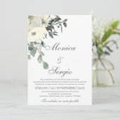 Elegante Trouwkaart met Groene Accenten in het Spa Kaart (Staand voorkant)