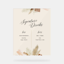 Elegante trouwkaart met handtekeningdrankenmenu – acryl bord