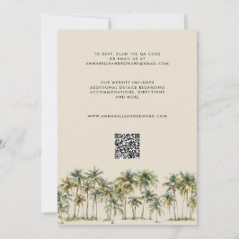 Elegante trouwkaart met palmboom en QR-code Kaart