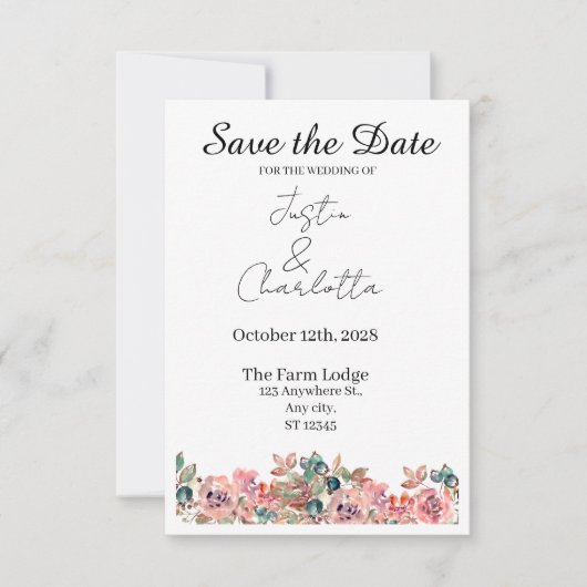 Elegante Trouwkaart met "Save the Date" Save The Date (Voorkant)