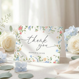 Elegante Trouwkaart met Wilde Bloemen Bedankkaart