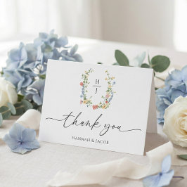 Elegante Trouwkaart met Wilde Bloemen Bedankkaart