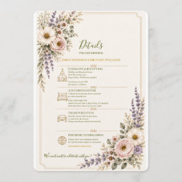 Elegante Trouwkaart met Wilde Bloemen Details Kaart