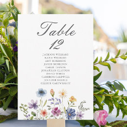 Elegante Trouwkaart met Wilde Bloemen en Tafelnumm