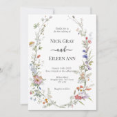 Elegante Trouwkaart met Wilde Bloemen Kaart (Voorkant)