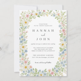 Elegante trouwkaart met wilde bloemen kaart