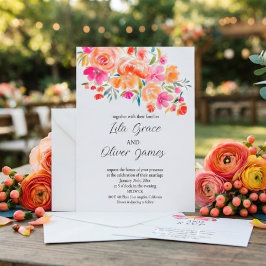 Elegante trouwkaart met wilde bloemen kaart