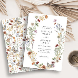 Elegante Trouwkaart met Wilde Bloemen Kaart