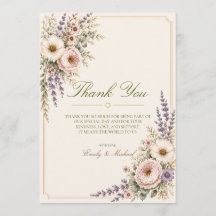 Elegante Trouwkaart met Wilde Bloemen voor Dankbet