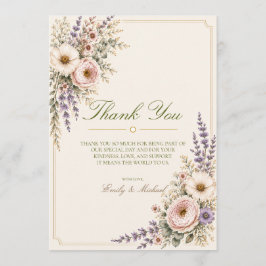 Elegante Trouwkaart met Wilde Bloemen voor Dankbet Bedankkaart