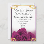 Elegante trouwkaart, paarse rozen kaart (Voorkant)