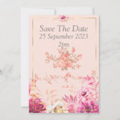 Elegante trouwkaart, roze bloemen kaart (Achterkant)