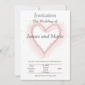 Elegante trouwkaart, roze getekende hart kaart (Voorkant)