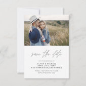 Elegante trouwkaart 'Save the Date' met foto, mini Save The Date (Achterkant)