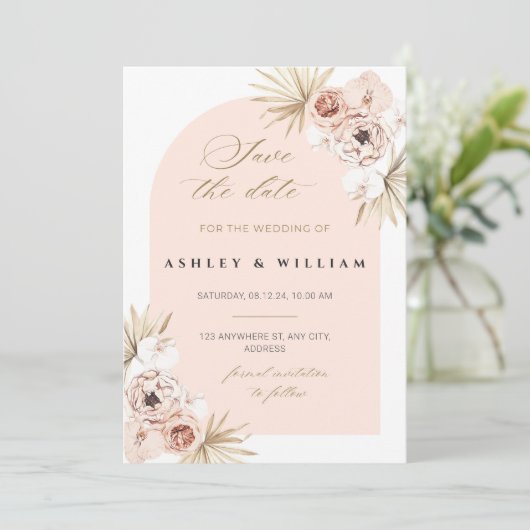 Elegante trouwkaart save the date uitnodiging temp (Staand voorkant)