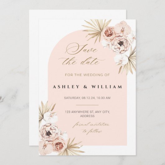 Elegante trouwkaart save the date uitnodiging temp (Voorkant / Achterkant)