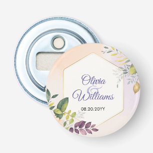 Elegante Trouwkaart Sjabloon met Bloemen Button Flesopener