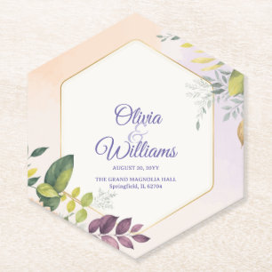 Elegante Trouwkaart Sjabloon met Bloemen Kartonnen Onderzetters