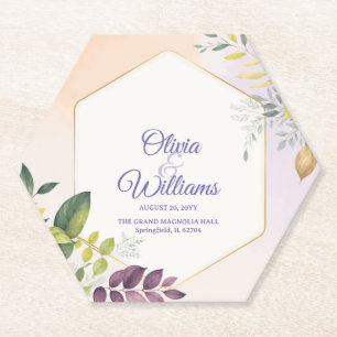 Elegante Trouwkaart Sjabloon met Bloemen Kartonnen Onderzetters