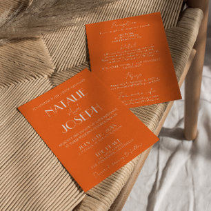 Elegante Trouwkaart Stijlvol Oranje All-in-One Kaart