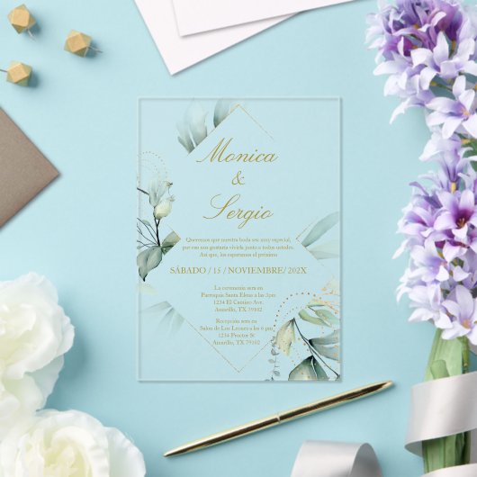 Elegante trouwkaart van acryl in het Spaans Acryl Uitnodigingen (Insitu (Huwelijk))