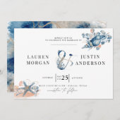 Elegante trouwkaart voor het strand kaart (Voorkant / Achterkant)