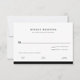 Elegante Trouwkaart Zwart en Wit Kaart