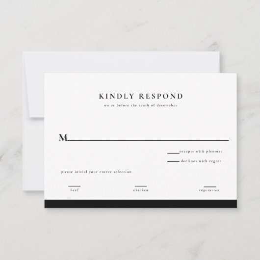 Elegante Trouwkaart Zwart Wit Kaart (Voorkant)